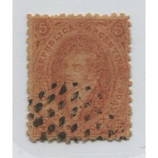 ARGENTINA 1865 GJ 20j RIVADAVIA ESTAMPILLA DE TERCERA TIRADA COLOR CHOCOLATE VARIEDAD MULATO U$ 48